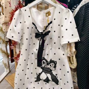 ชุดเซ็ตเสื้อ–กางเกง ลายจุด สีขาว